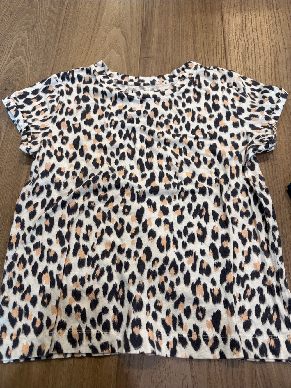LOFT Cream Tee with Black & Peach Leopard Print
